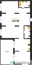Планировка трехкомнатной(квартира) площадью 122.8 квадратных метров в ЖК “ЖК Первый квартал”