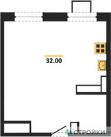 Планировка однокомнатной(апартаменты) площадью 30 квадратных метров в “ЖК Легендарный квартал на Ботаническом саду”