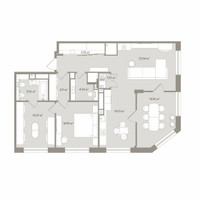 Планировка двухкомнатной(апартаменты) площадью 105.9 квадратных метров в “ЖК D'ORO MILLE (Доро Милле)”