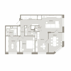 Планировка двухкомнатной(апартаменты) площадью 105.9 квадратных метров в ЖК “ЖК D'ORO MILLE (Доро Милле)”