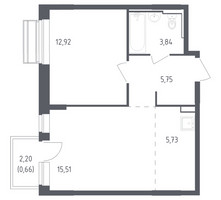 Планировка однокомнатной(квартира) площадью 44.41 квадратных метров в “ЖК Рублевский Квартал”