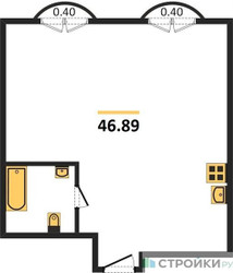 Планировка однокомнатной(квартира) площадью 46.89 квадратных метров в ЖК “ЖК Дом Достижение”