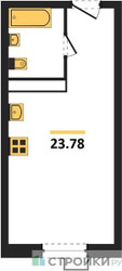 Планировка студии(квартира) площадью 23.78 квадратных метров в ЖК “ЖК Радость (Радумля Парк)”