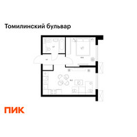 Планировка однокомнатной(квартира) площадью 36.4 квадратных метров в “ЖК Томилинский бульвар”