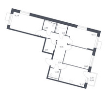 Планировка трехкомнатной(квартира) площадью 79.1 квадратных метров в “ЖК Молжаниново”