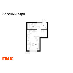Планировка студии(квартира) площадью 29.2 квадратных метров в ЖК “ЖК Зеленый парк”