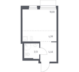 Планировка студии(квартира) площадью 22.58 квадратных метров в ЖК “ЖК Новое Внуково”
