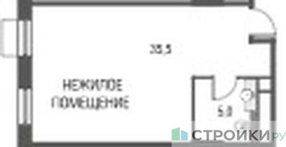 Планировка студии(квартира) площадью 40.8 квадратных метров в “ЖК Резиденции Архитекторов”