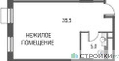 Планировка студии(квартира) площадью 40.8 квадратных метров в ЖК “ЖК Резиденции Архитекторов”
