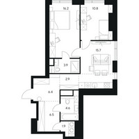Планировка двухкомнатной(квартира) площадью 68.9 квадратных метров в “ЖК NEXUS by Akvilon (Нексус от Аквилон)”