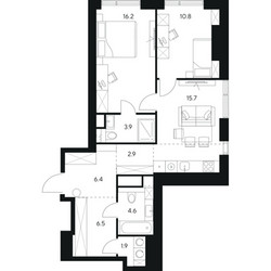 Планировка двухкомнатной(квартира) площадью 68.9 квадратных метров в ЖК “ЖК NEXUS by Akvilon (Нексус от Аквилон)”