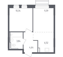 Планировка однокомнатной(квартира) площадью 34.73 квадратных метров в “ЖК Рублевский Квартал”