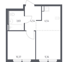 Планировка однокомнатной(квартира) площадью 34.64 квадратных метров в “ЖК Остафьево”