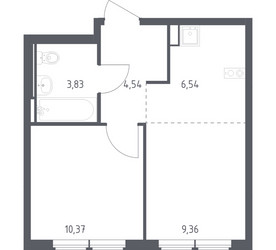 Планировка однокомнатной(квартира) площадью 34.64 квадратных метров в ЖК “ЖК Остафьево”