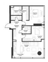 Планировка двухкомнатной(квартира) площадью 79.4 квадратных метров в “ЖК Слава”