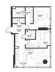 Планировка двухкомнатной(квартира) площадью 79.4 квадратных метров в ЖК “ЖК Слава”