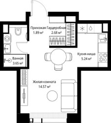 Планировка студии(квартира) площадью 28.03 квадратных метров в ЖК “ЖК Веер”
