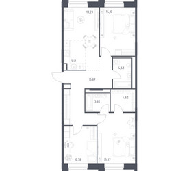 Планировка трехкомнатной(квартира) площадью 87.74 квадратных метров в ЖК “ЖК Верейская 41”