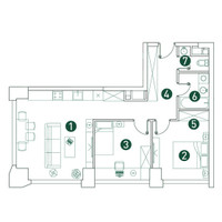 Планировка трехкомнатной(квартира) площадью 64.9 квадратных метров в “ЖК Вэри на Ботанической”