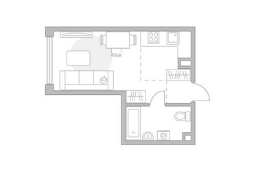 Планировка студии(квартира) площадью 28.18 квадратных метров в ЖК “ЖК Мневники от Гранель”