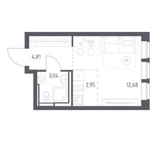 Планировка студии(квартира) площадью 23.48 квадратных метров в “ЖК Богдановский Лес”