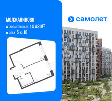 Планировка однокомнатной(квартира) площадью 33.04 квадратных метров в “ЖК Молжаниново”