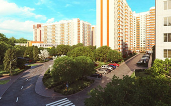 Дорога и зеленая зона ЖК «Новое Бутово»