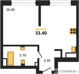 Планировка студии(квартира) площадью 33.4 квадратных метров в ЖК “ЖК Символ”