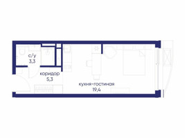 Планировка студии(квартира) площадью 28.02 квадратных метров в “ЖК Остров”