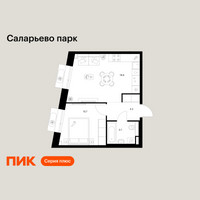 Планировка однокомнатной(квартира) площадью 37.3 квадратных метров в “ЖК Саларьево парк”