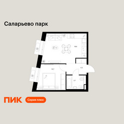 Планировка однокомнатной(квартира) площадью 37.3 квадратных метров в ЖК “ЖК Саларьево парк”