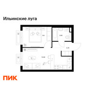 Планировка однокомнатной(квартира) площадью 32.51 квадратных метров в “ЖК Ильинские луга”