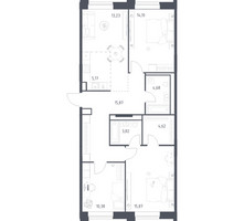 Планировка трехкомнатной(квартира) площадью 87.74 квадратных метров в “ЖК Верейская 41”