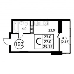 Планировка студии(квартира) площадью 29.1 квадратных метров в ЖК “ЖК Космос”