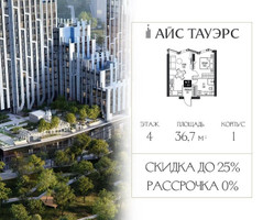 Планировка однокомнатной(квартира) площадью 36.7 квадратных метров в “ЖК Айс Тауэрс”
