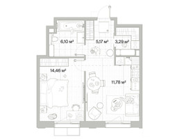 Планировка однокомнатной(квартира) площадью 46.91 квадратных метров в “Архитектурный проект Мыс”