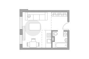 Планировка студии(квартира) площадью 26.23 квадратных метров в “ЖК Аникеевский”