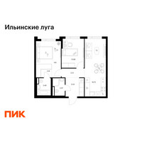 Планировка двухкомнатной(квартира) площадью 57.34 квадратных метров в “ЖК Ильинские луга”