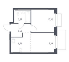 Планировка однокомнатной(квартира) площадью 34.64 квадратных метров в “ЖК Новое Внуково”