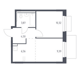 Планировка однокомнатной(квартира) площадью 34.64 квадратных метров в ЖК “ЖК Новое Внуково”