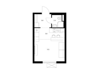 Планировка студии(квартира) площадью 23.5 квадратных метров в ЖК “ЖК Волжский Парк”