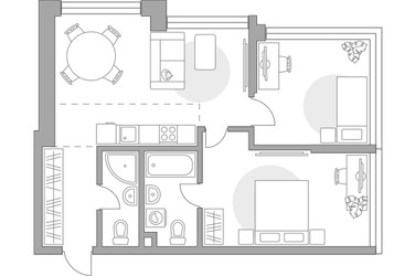 Планировка двухкомнатной(квартира) площадью 62.68 квадратных метров в ЖК “ЖК MYPRIORITY Mnevniki (Май Приорити Мневники)”