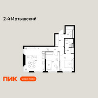 Планировка двухкомнатной(квартира) площадью 59.6 квадратных метров в “ЖК 2-й Иртышский”