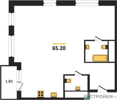 Планировка двухкомнатной(квартира) площадью 64.9 квадратных метров в “ЖК Гоголь парк”