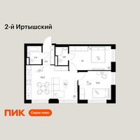 Планировка двухкомнатной(квартира) площадью 59.3 квадратных метров в “ЖК 2-й Иртышский”