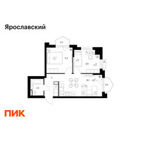 Планировка двухкомнатной(квартира) площадью 46.7 квадратных метров в “ЖК Ярославский”