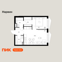 Планировка однокомнатной(квартира) площадью 41.8 квадратных метров в “Нарвин”