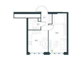 Планировка однокомнатной(квартира) площадью 33.7 квадратных метров в “ЖК Level Южнопортовая”