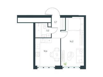 Планировка однокомнатной(квартира) площадью 33.7 квадратных метров в ЖК “ЖК Level Южнопортовая”