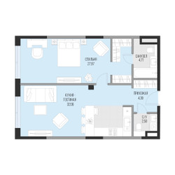 Планировка 4+ комнатной(квартира) площадью 71.7 квадратных метров в ЖК “Клубный квартал Садовническая 69”